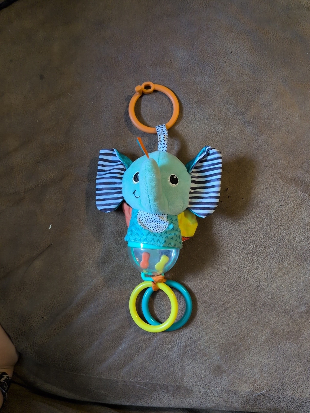 Plush Elephant Rattle & Teether Baby Toy - Blue Infantino